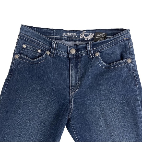 Style & Co. Denim Jeans Barely Boot Dark Wash Rhinestones Women’s Size 10 - Picture 3 of 13